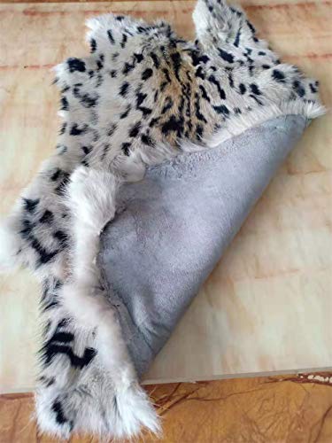 Bobcat Print Tanned Rabbit Hide Skin Pelt (10" by 12" Rabbit Pelt with Sewing Quality Leather)