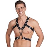 TARZNGGLOP Men's Harness Belt, Nightwear Costume PU Leather Body Chest for Men, Sexy Punk Body Harness Belt, Adjustable Buckle Clothes Outfits, Nightclub Cosplay Clubwear