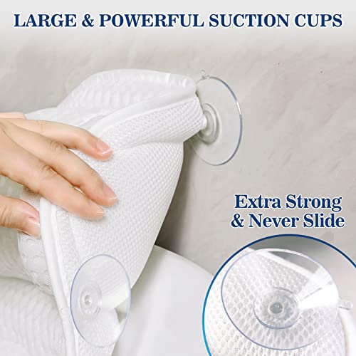 Bath Pillow Bathtub Pillow, Luxury Bath Pillows for Tub Neck and Back Support, Bath Tub Pillow Headrest with Soft 4D Mesh Fabric and Non-Slip Suction Cups, Relaxing Bath Accessories Spa Gifts - Image 6