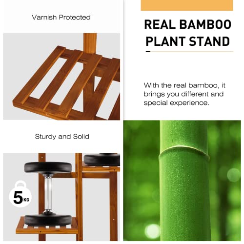 Rossny Bamboo Plant Stand, Plant Stands For Indoor Tall Plant Rack 6 Tier Plant Stand Outdoor Plant Stand Shelf Indoor Corner Planter Plant Stand Table Plant Stands Holder For Multiple Plants Indoor #TOP3