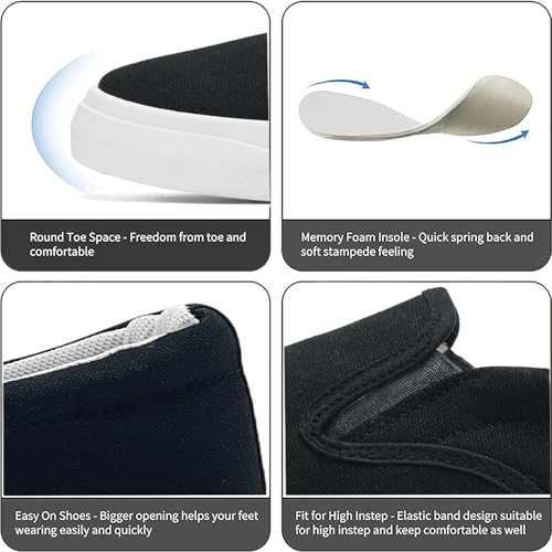 Women's Slip on Sneakers Womens Loafers Classic Canvas Leisure Vintage Flat Fashion Comfortable Elastic Sneakers4