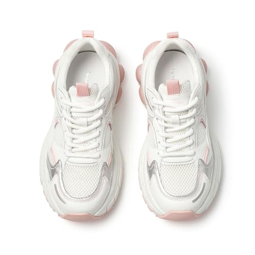 BEAU TODAY Womens Walking Shoes Fashion Platform Chunky Sneakers for Women Lace-up Casual Mesh Breathable Running Tennis Trendy Athletic Sneakers3