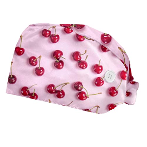 Chapeaux bouffants JDEZ à motifs de cerises : lot de 2 casquettes de travail