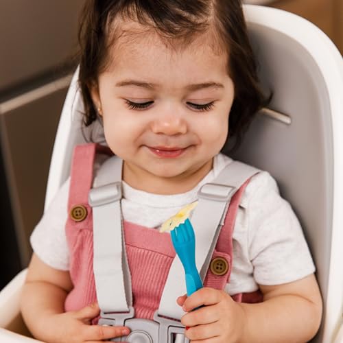 Image of NUK Pretensil Dipper Spoon & Fork Set, Baby & Toddler Self-Feeding Utensils, Easy-Grip, Mess-Reducing Design, 4 Pack
