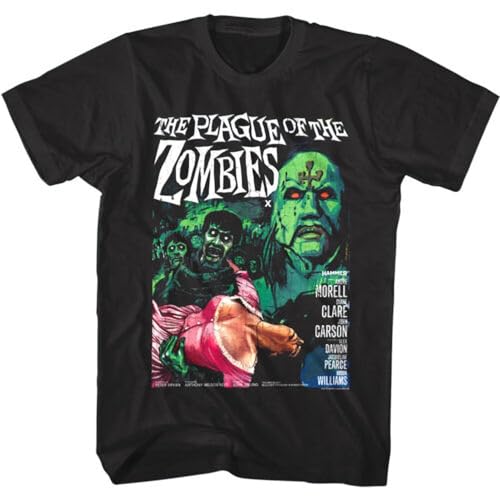 Plague of The Zombies Movie Poster Men's T Shirt 60s Hammer Horror Film Black BlackX-Large