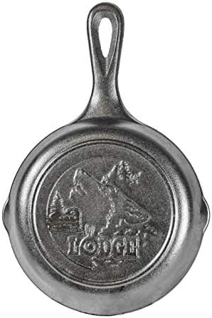 Lodge Wildlife Series-6.5" Cast Iron Skillet with Wolf Scene, Black