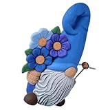 iplusmile Gartenzwergfigur aus Wetterfestem Kunstharz Niedliche Zwergenstatue in Blau Dekorative Gartenfigur für Terrasse und Rasen