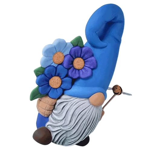 iplusmile Gartenzwergfigur aus Wetterfestem Kunstharz Niedliche Zwergenstatue in Blau Dekorative Gartenfigur für Terrasse und Rasen