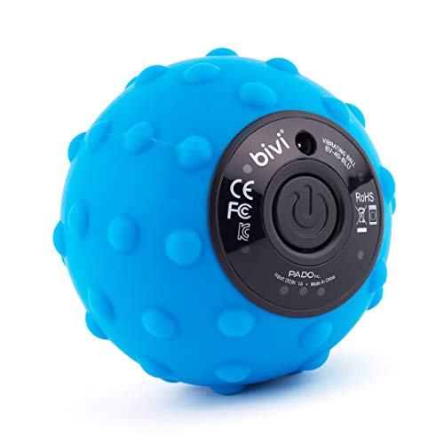 Bivi 4-Speed Vibrating Massage Ball - Therapy Ball for Myofascial Release, Replaces Lacrosse Ball Trigger Point Massage, Plantar Fasciitis, Foot, Back, Legs, Deep Tissue Massage Therapy (Blue)