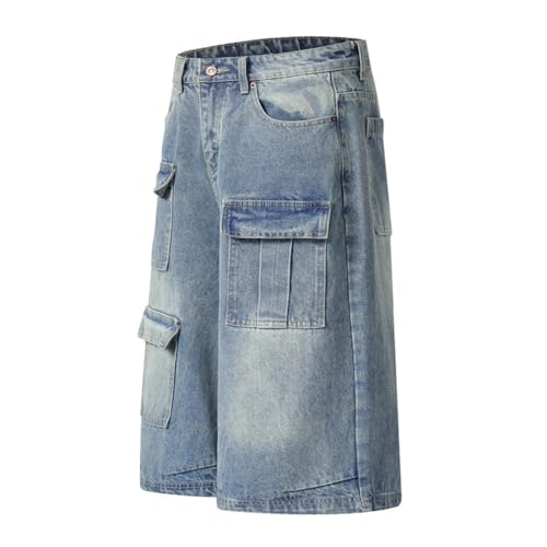 Hip Hop Streetwear Cropped Jeans Men Summer Denim Pants Male Ripped Jeans2