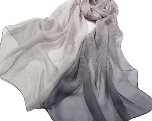 Pokeedioty Women’s Scarf Lightweight Elegant Floral Pattern Scarf Fashion Scarves Sheer Scarfs Shawls (J-Gray) #TOP2