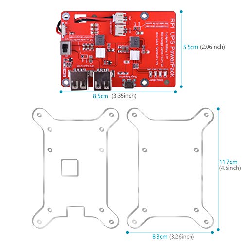 Kuman Fuente de alimentación de Batería de litio con placa de expansión con interruptor + cable micro USB + 2 capas de Acrílico de la Junta para Raspberry Pi 3 Modelo B, Pi 2 Modelo B y Pi 1 Modelo B + A + A KY68C