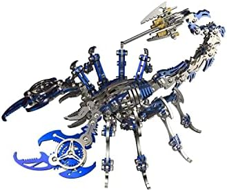 PUOSUO Colourful 3D Metal Puzzle Scorpion DIY Model Kit, Puzzle Jigsaw Scorpion King 3D Stainless Steel Ornaments (Blue)