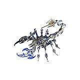 PUOSUO Colourful 3D Metal Puzzle Scorpion DIY Model Kit, Puzzle Jigsaw Scorpion King 3D Stainless Steel Ornaments (Blue)