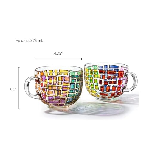 The Wine Savant Renaissance Stained Glass Windows Mugs, Artisanal Hand Painted Set Of 2 thumb #6