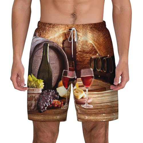 Short de bain respirant pour homme motif cave à vin rouge idéal pour le surf d'été