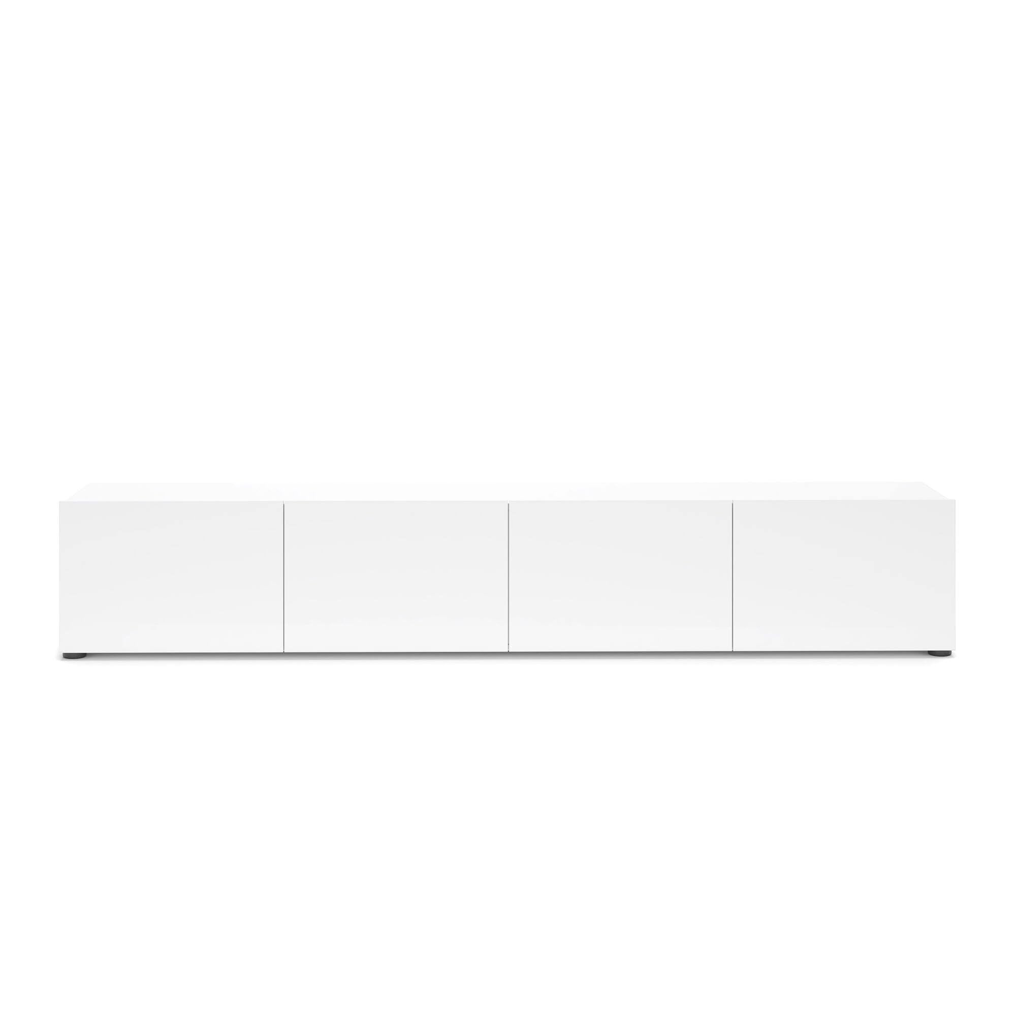 Dmora - Mobile porta TV Randfontein, Credenza da soggiorno, Armadio basso per TV, Base parete attrezzata, Made in Italy, 225x38h39 cm, Bianco lucido