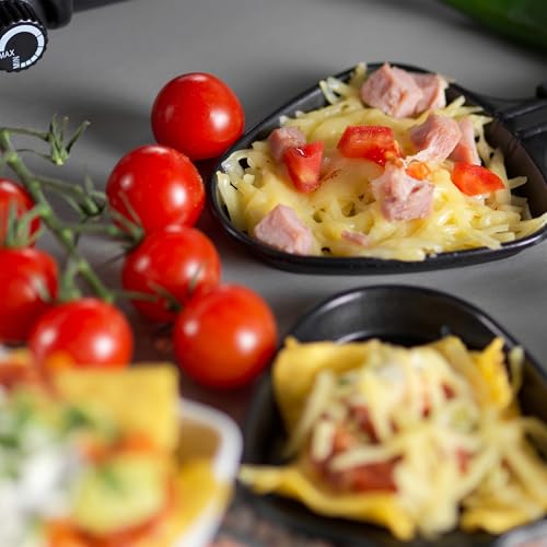 Giles & Posner Electric Stone Raclette Grill - Indoor Tabletop 8 Person Raclette, Removable Stone Grill Hot Plate, Non-Stick Grill Pans, Spatulas Included, Adjustable Temperature Dial, 1200 W - Image 8