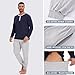 Navisting Men's Long Sleeve Pajama Set with Henley Neckline 100% Cotton Soft and Comfortable Nightwear 2-Piece Lounge Set S Navy Blue and Grey