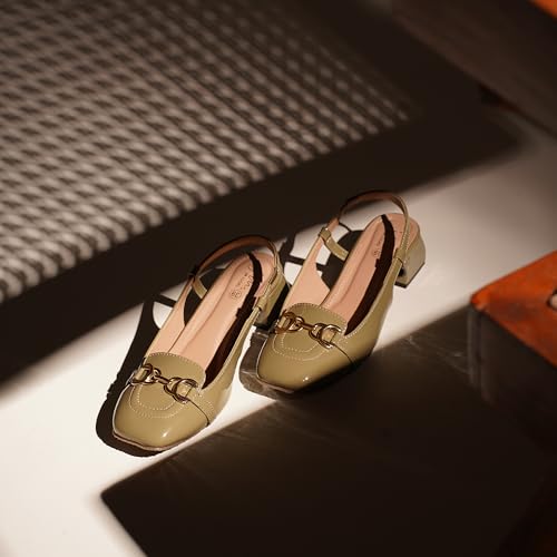 Image of JM LOOKS Womens Slingback Block Heels Closed Square Toe Dress Work Slip on Back Strap Business Pumps