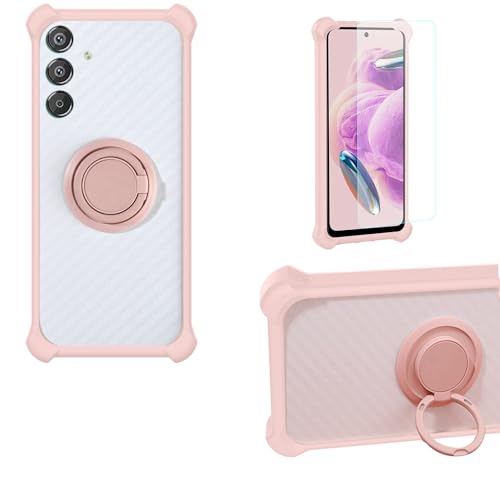 jioeuinly Case Compatible for Samsung Galaxy F15 5g Phone Case Cover PC backplane + Silicone Soft Frame Cover [360 Metal Ring, Magnetic Car Mount] CSKB-Fen