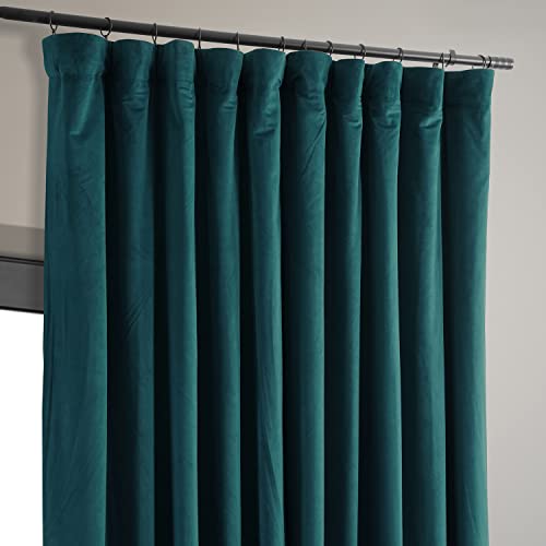 HPD Half Price Drapes Signature Velvet Thermal Blackout Curtains for Living Room 108 Inch Long (1 Panel) Rod Pocket Insulated Blackout Curtains for Bedroom Window Curtains, 100W x 108L, Everglade Teal