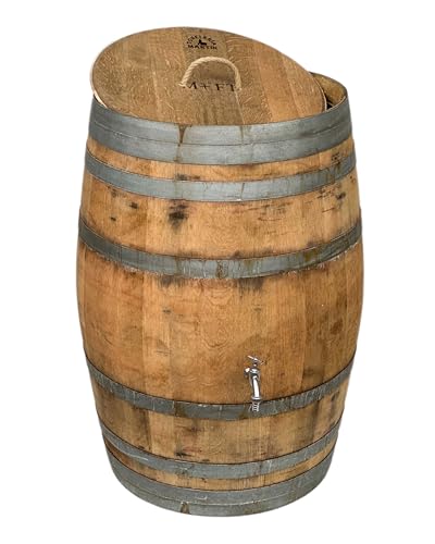 Temesso Regentonne mit Deckel, Regenfass Holzfass, Weinfass, Tonne, Eiche 225 Liter Wasserfass - original Fass (Deckel Kordel/Seilgriff + Wasserhahn) Temesso Regentonne mit Deckel, Regenfass Holzfass, Weinfass, Tonne, Eiche 225 Liter Wasserfass - original Fass (Deckel Kordel/Seilgriff + Wasserhahn)