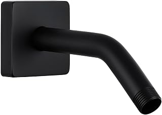 G-Promise All Metal 6-Inch Shower Arm with Flange, Wall-Mounted Stainless Steel Shower Pipe Replacement for Fixed and Handheld Shower Heads, Matte Black
