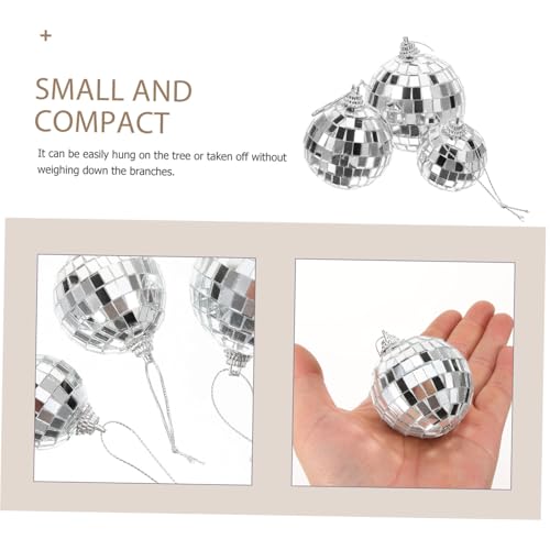 Cabilock - 18 bolas espejadas plateadas para decoración de árbol de Navidad, adornos colgantes reflectantes para fiestas, bodas y celebraciones navideñas miniatura 3