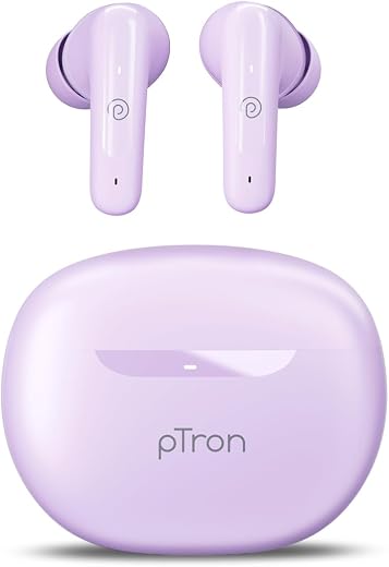 pTron Bassbuds Astra in-Ear TWS Earbuds w/Stereo Sound, 34Hrs Playtime, Stereo Calls, Custom EQ, Mobile App, BTv5.3 Headph...