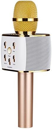 Microphone Karaoke,Wireless Handheld Kids Karaoke Microphone with Bluetooth Speaker, Compatible for iPhone ipad Android Smartphone Or PC,Home KTV Outdoor Party (Gold)