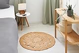 -LUXOR- living Teppich Balo - Jute Teppich rund - auch geeignet als Teppich Schlafzimmer - nachhaltiger Boho Teppich beige - Teppich Läufer - Naturprodukt 60 cm rund