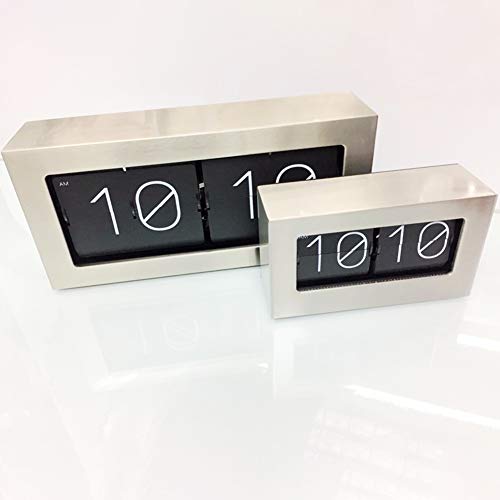 Hxzb Rectangular Auto Flip Clock, Stainless Steel Brushed Living Room Bedroom Study Office Low Noise Movement Flip Down Clock, Desktop/Wall Mounted #TOP3