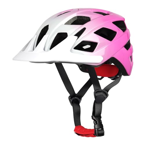 Kids Bike Helmet, 2 Size Adjustable for Youth Toddler Boys & Girls 3-5-8-10-12-14 Years, Child Helmets with Visor for Skating Cycling Scooter (Pink Gradient, M: 54-58 cm / 21.3"-22.8")