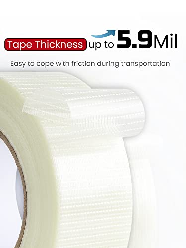 Lichamp Strapping Tape 2 Inches, 60 Yards Reinforced Packing Tape Wide Fiberglass Tape Filament Nylon Tape #TOP4