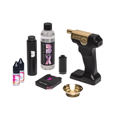 Flavour Blaster New Mini 2 Cocktail Gun Kit | Smoking Cocktail Machine with Aroma and Bubbles | Smoke Bubble Gun for Elevating Drinks & Food with flavour-Rich Clouds | Cocktail Gift Sets | Black