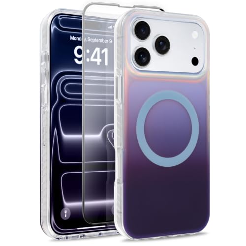 Image of Magnetic Case for iPhone 17 Pro Max [Compatible with Magsafe] | [Anti-Yellowing] [1 Screen Protector] Cute Fashion Iridescent Case for iPhone 17 Pro Max 6.9 inch 2025, Deep Purple