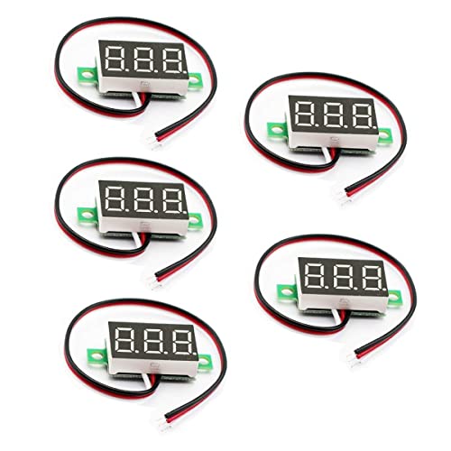 Hailege 5pcs Spannungsmesser 3-Draht 0,36' DC 0~30V Digital Voltmeter Messgerät Tester Rot LED Display Panel Mount Auto Motorrad Batterie Monitor Led Spannung Anzeige