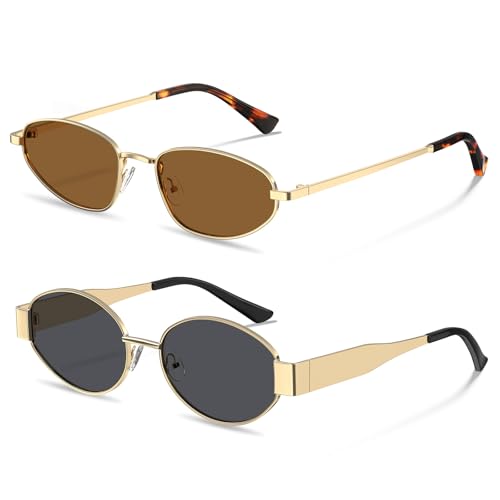 STGATN Retro Oval Sunglasses for Women 90s Fashion Metal Frame Lightweight UV400 protection