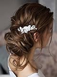 La horquilla hecha a mano está hecha de alambre de aleación de grado A, hermosa flor y perlas brillantes. No se enredan ni se rompen fácilmente. Diseño elegante que disfruta de un aspecto único.