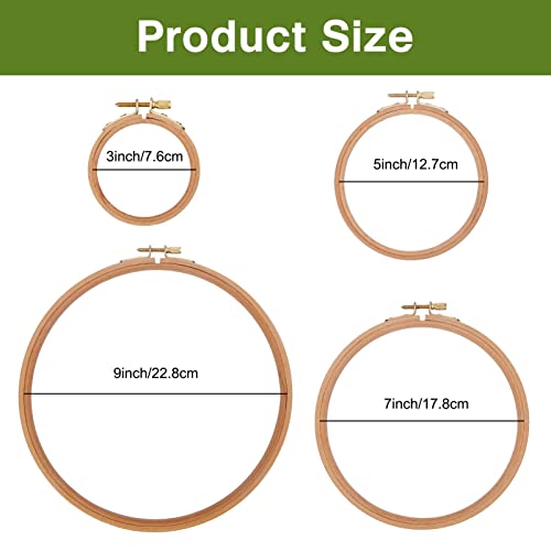 Caydo 4 Pieces 4 Sizes Beech Wood Embroidery Hoops Set, Embroidery Circle Cross Stitch Hoop Ring For Diy Art And Crafts, Wedding Wreath Decoration #TOP1