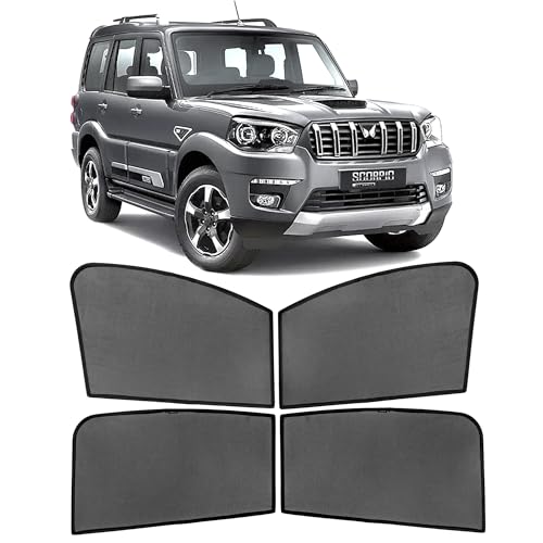 Image of AutoStory Custom Fit Non-Magnetic Cotton Mesh Car Sunshade for Scorpio 2014-2021 | UV & Heat Protection Car Window Curtains | Privacy Car Sun Shade | Breathable Vehicle Specific Side Window Shades