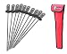 Cave Tools Barbecue Skewers Set - Stainless Steel Wide BBQ Kabob Sticks - 12 Inch Flat Metal Shish Kabab with Food Remover Disc for Grilling