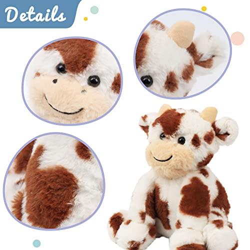 Hopearl Adorable Plush Cow Toy Floppy Dairy Cattle Soft Stuffed Animal Cute Birthday For Boys Girls Kids Toddlers, Dark Brown, 9'' #TOP3