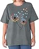 VVNTY Women’s Plus Size T Shirts Cute Dandelion Print Graphic Tshirt Oversized Summer Short Sleeve Round Neck Top XL-5XL (grey1,4XL Plus,) #1
