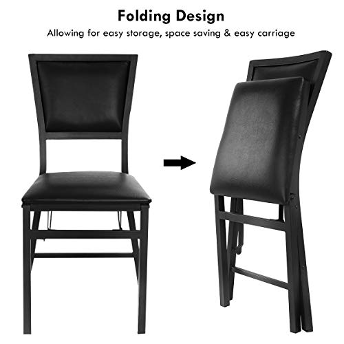 Giantex Folding Chairs, With Padded Seats, Sturdy Metal Frame, Floor Protectors, Space Saving Design, Foldable Dining Desk Chairs For Small Apartment, Extra Guests, Black #TOP3