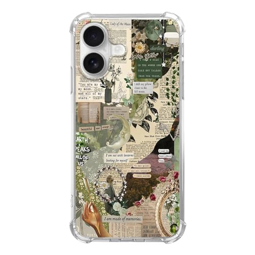 DTMWICD Literary Aesthetic Collage Case for iPhone 17, Cottagecore Green