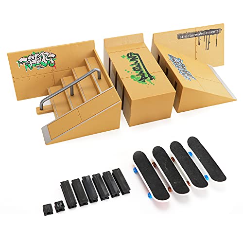 Rocket Skate Park Kit,tech Deck Skate Park,Finger Skateboard Ramp Parts 3PCS Skate Park Kit with 4 Finger Skateboards Ultimate Parks Training Props（3PCS） - Thumbnail 3