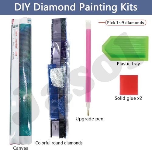 Image of Jasol Diamond Painting Kit, 40x30 Cms, Full Drill, 5D Crystals, Home Wall Decor Gift Set (Cat M4560601)