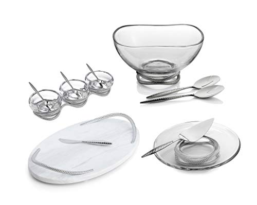 Nambe - Braid Collection - Triple Condiment Set with Spoons - Measures at 4\" x 13\" x 3\" - Made with Glass, Stainless Steel, and Chrome Plate - Designed by Sean O\'Hara - Thumbnail 2